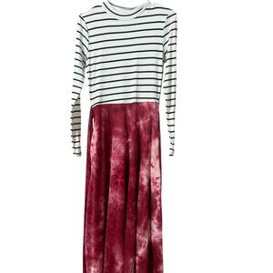 Striped Top with Tie-Dye Skirt Dress